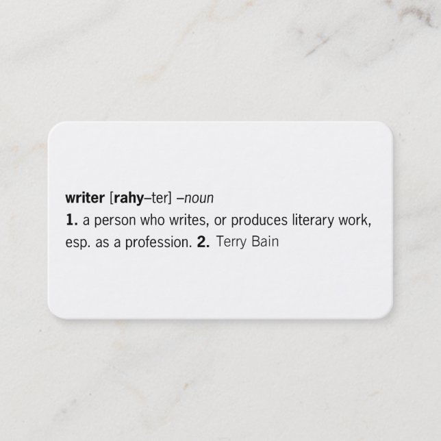 Writer Defined [as You] Business Card (Front)
