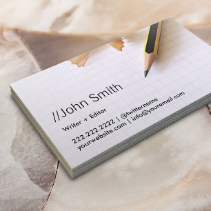 Writer/Editor Clean Sharp Pencil Business Card
