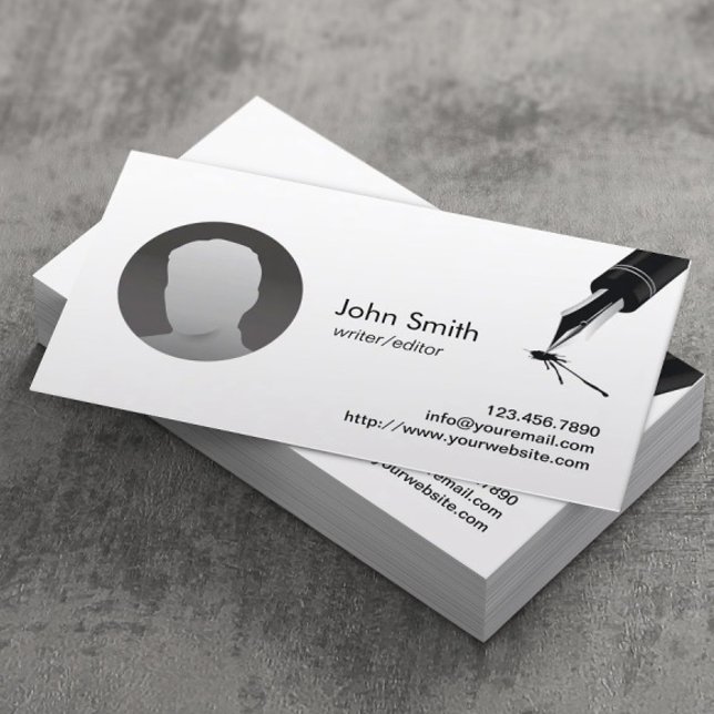 Writer Editor Custom Photo Minimalist Business Card (Creator Uploaded)