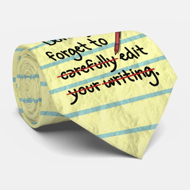 Writer Editor Editing Reminder Note Tie (Rolled)