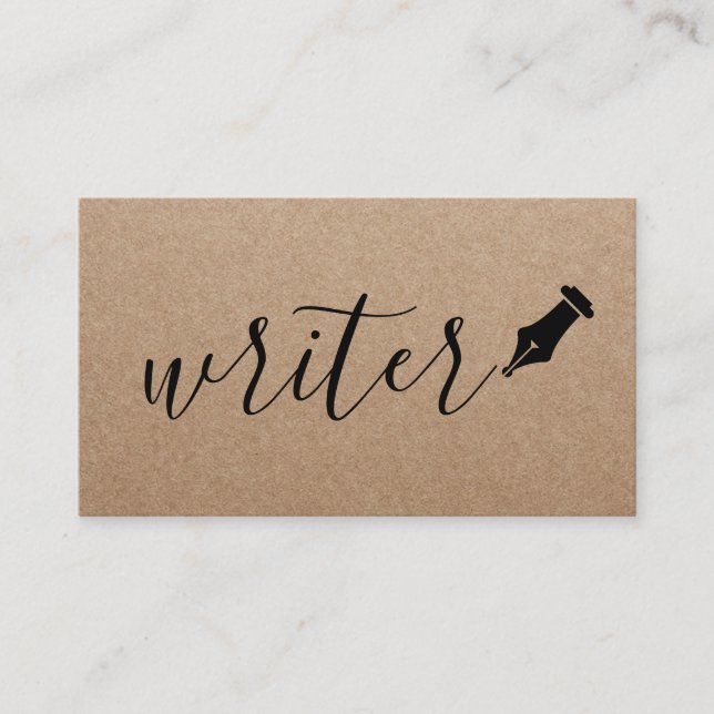 Writer Elegant Handwritten Script Rustic Kraft Business Card (Front)