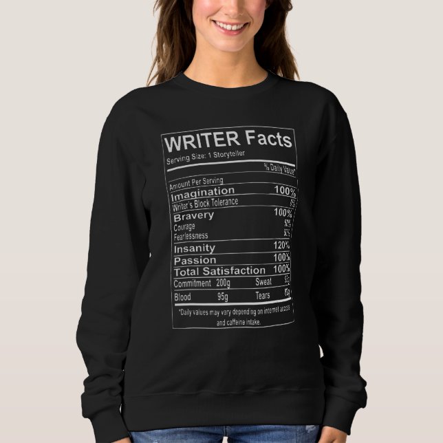 Writer Facts Write Author Writing Book Sweatshirt (Front)