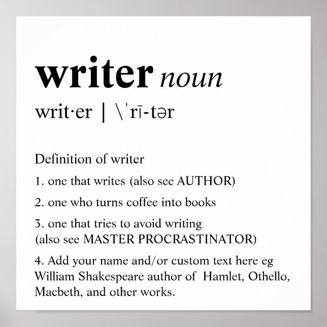 Writer Fun Dictionary Poster (Front)