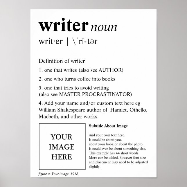 Writer Fun Personalised Photo Dictionary Poster (Front)
