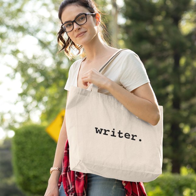 Writer  large tote bag (Customize to change text size, color or text style.)