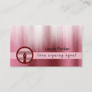 Writer Loan Signing Agent Nib Rose Gold Notary Business Card