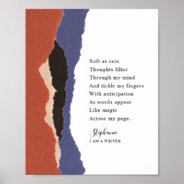 Writer Name Motivational Poem Abstract Torn Paper Poster