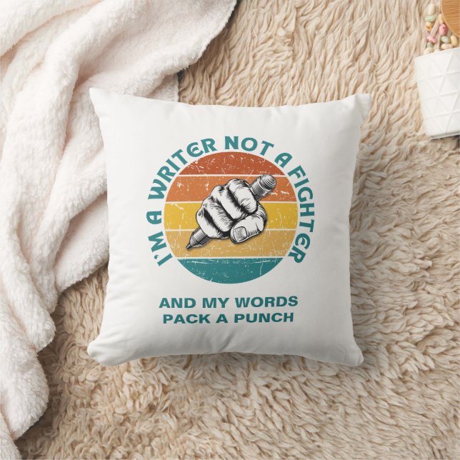 WRITER NOT A FIGHTER Author NaNoWriMo Cushion (Blanket)