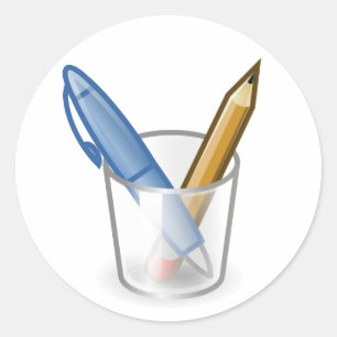 Writer Pen Pencil Cup Classic Round Sticker