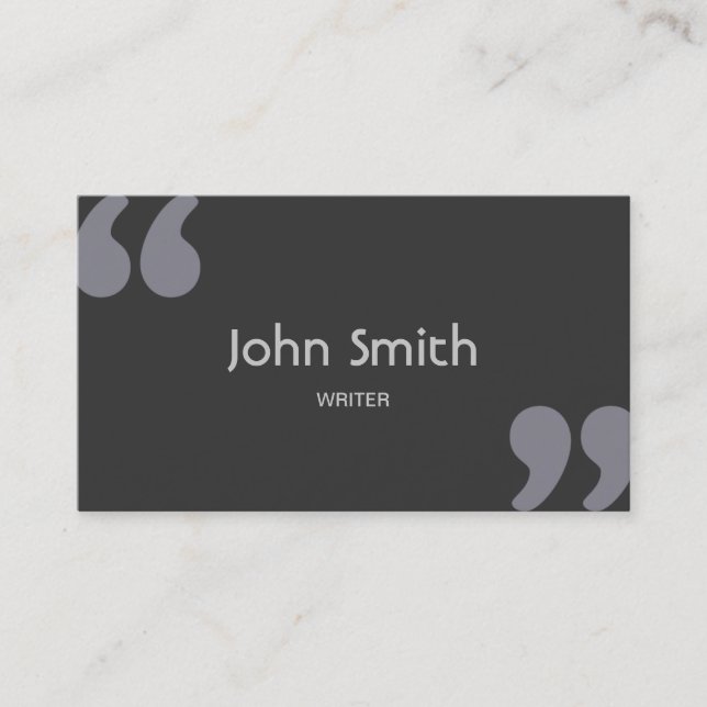 Writer Simple Quotation Marks Plain Business Card (Front)