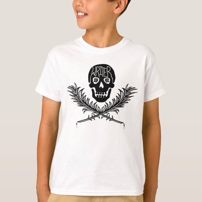 Writer Skull and Crossbones Quills T-Shirt (Front)