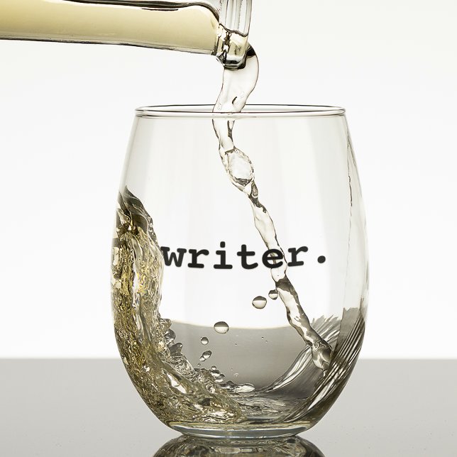 Writer Stemless Wine Glass (Customize to change text size, color or text style.)