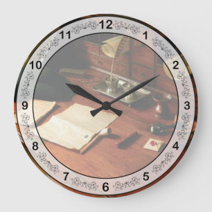 Writer - The desk of a gentleman  Large Clock