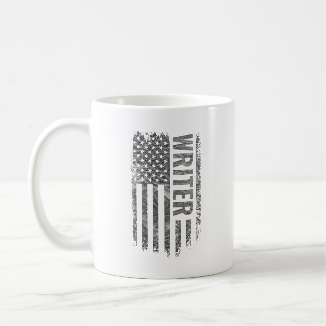 Writer USA Flag Distressed design Coffee Mug (Left)