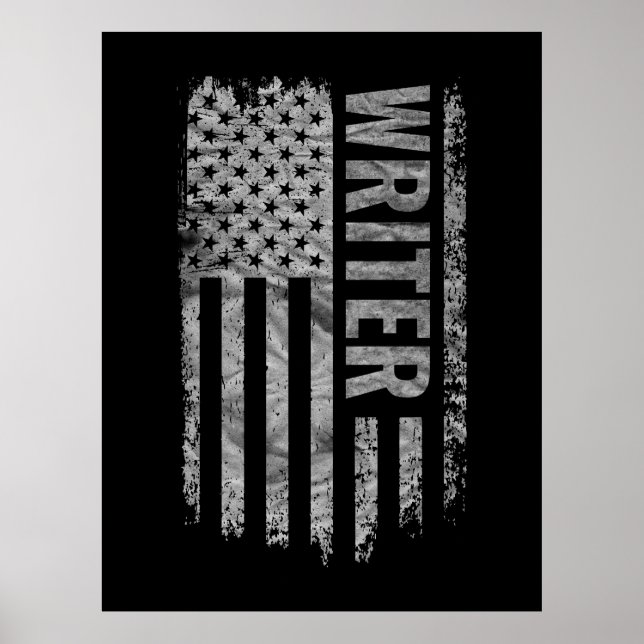 Writer USA Flag Distressed design Poster (Front)