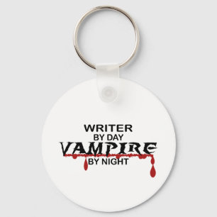 Writer Vampire by Night Key Ring