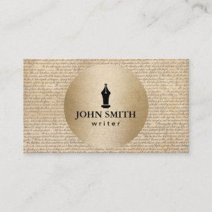 Writer Vintage Gold Circle & Old Scripts Business Card