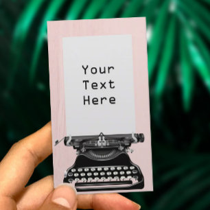 Writer Vintage Typewriter Elegant Blush Pink Business Card