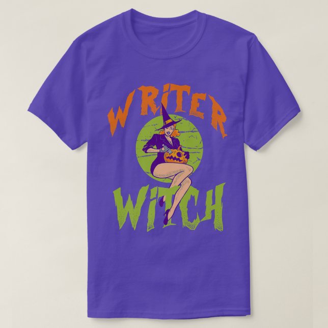 Writer Witch - Funny Writer Halloween T-Shirt (Design Front)