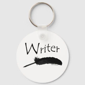 Writer with quill pen key ring