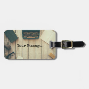 Writer writing desk retro typewriter luggage tag