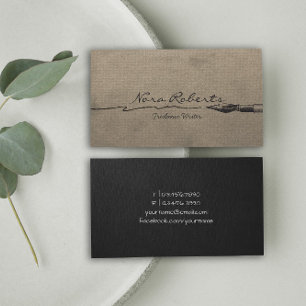 Writers Authors Editor Black Dip Pen Brown Paper Business Card