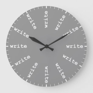 Writers Clock Every Hour is Writing Time in Grey