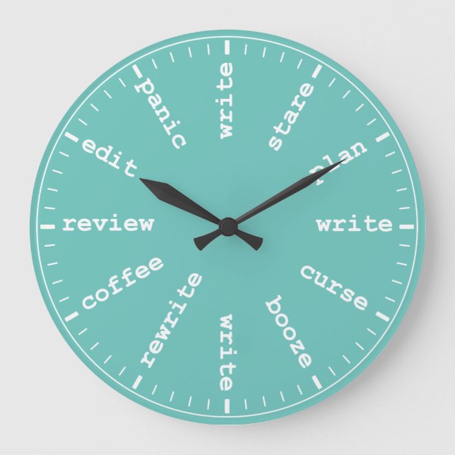 Writer's Clock - Humourous Writing Humour in Aqua (Front)