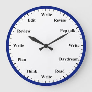 Writer's Clock - Writing Job Fun Dark Blue Clock