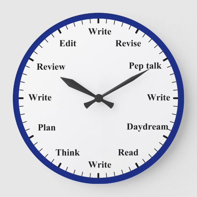 Writer's Clock - Writing Job Fun Dark Blue Clock (Front)