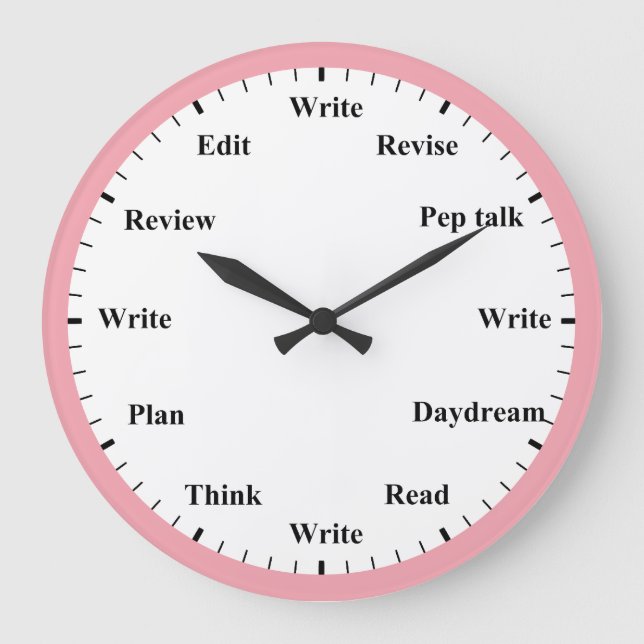 Writer's Clock - Writing Job Fun Pink Wall Clock (Front)