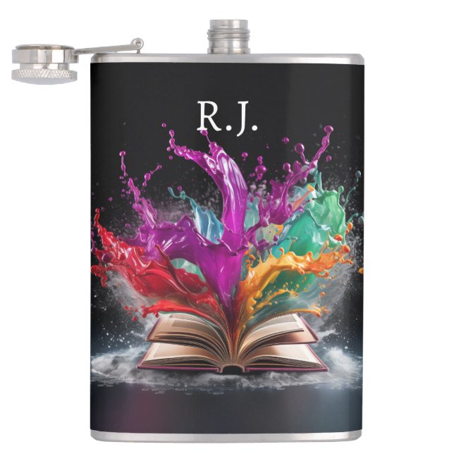 Writer's Delight Colourful Hip Flask (Opened)