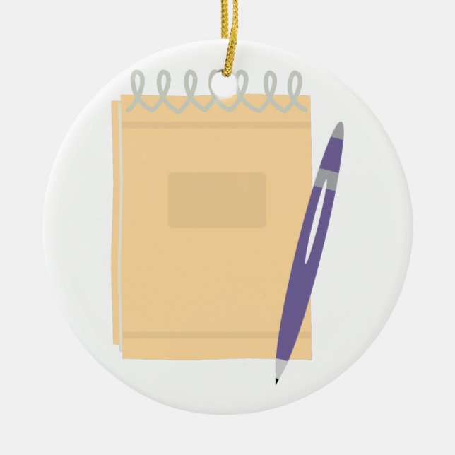Writers Note Pad Ceramic Ornament (Front)