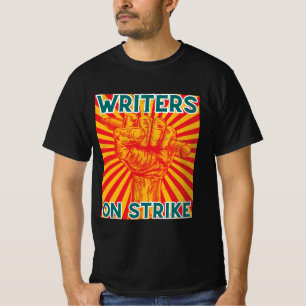 Writers on Strike with Red and yellow retro sunset T-Shirt