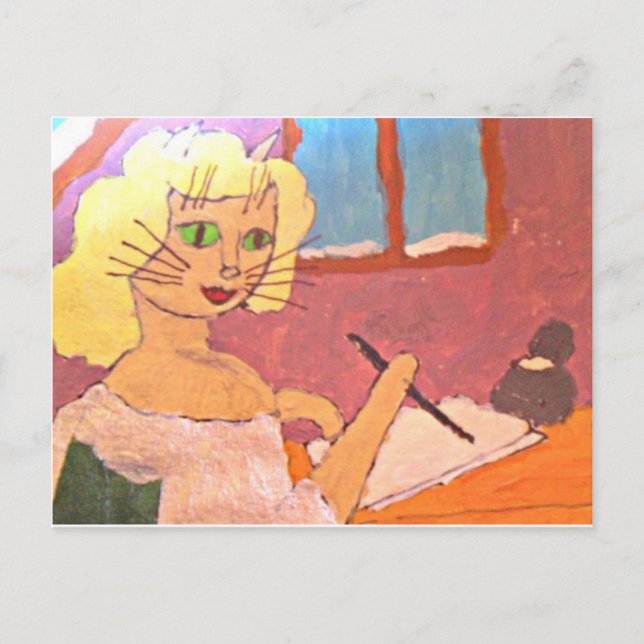 writing a letter to Santa Holiday Postcard (Front)