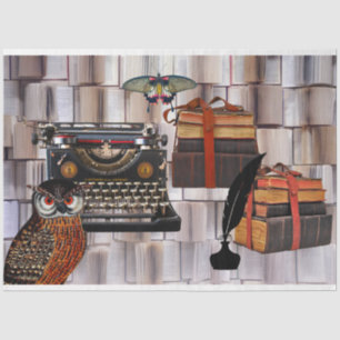 Writing Books Typewriter Collage Decoupage Tissue Paper