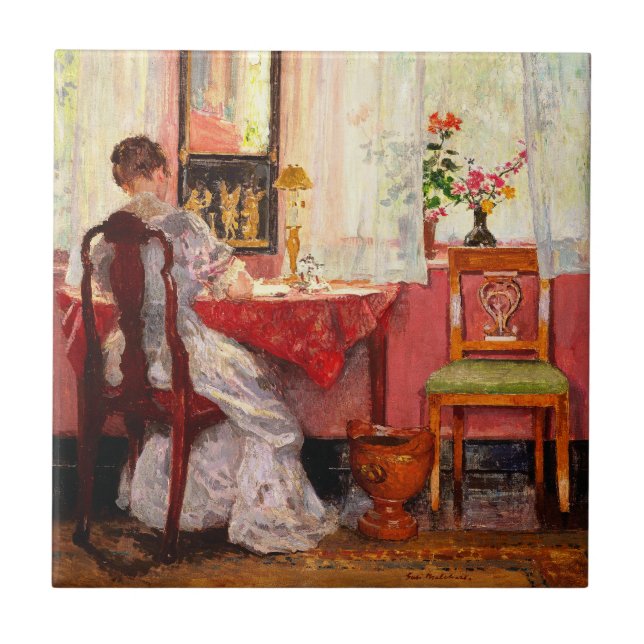 Writing by Gari Melchers, Ceramic Tile (Front)