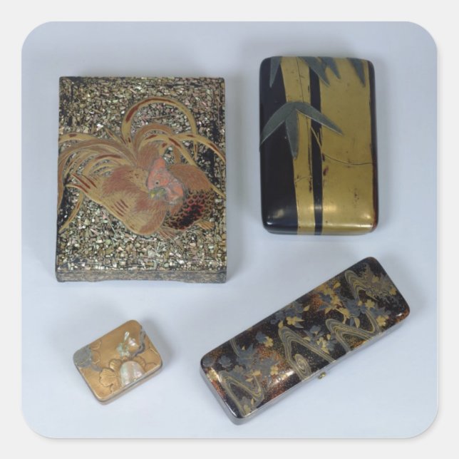 Writing case decorated with a cockerel square sticker (Front)