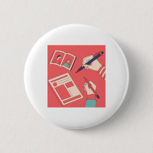 Writing Colourful Expressive Digital Art Illustrat 6 Cm Round Badge