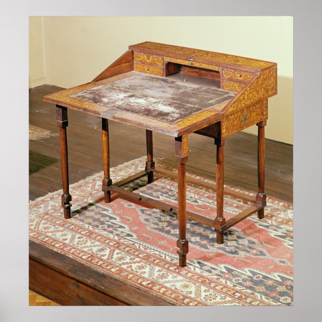 Writing desk, walnut with arabesque marquetry poster (Front)
