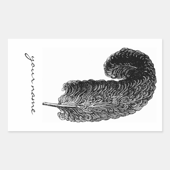 Writing Feather Bookplate Stickers (Front)