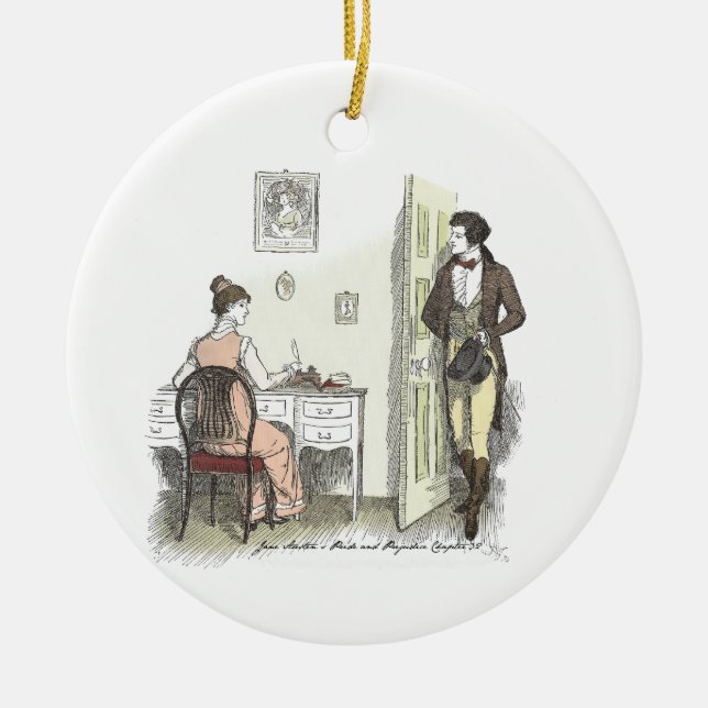 Writing Letters - Jane Austen Pride & Prejudice Ceramic Ornament (Front)