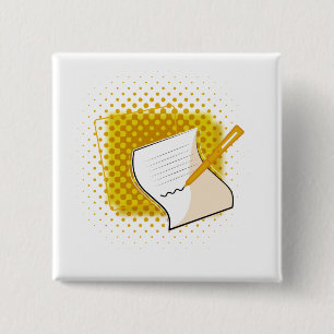 Writing Lover 15 Cm Square Badge