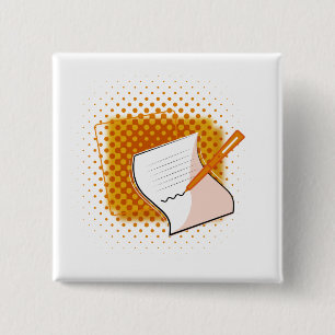 Writing Lover 15 Cm Square Badge