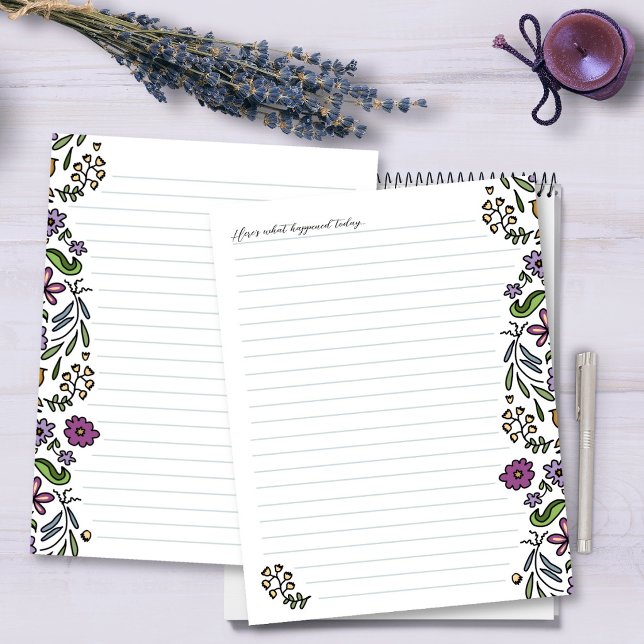 Writing Paper Floral Art Border Lined Custom Letterhead (Creator Uploaded)