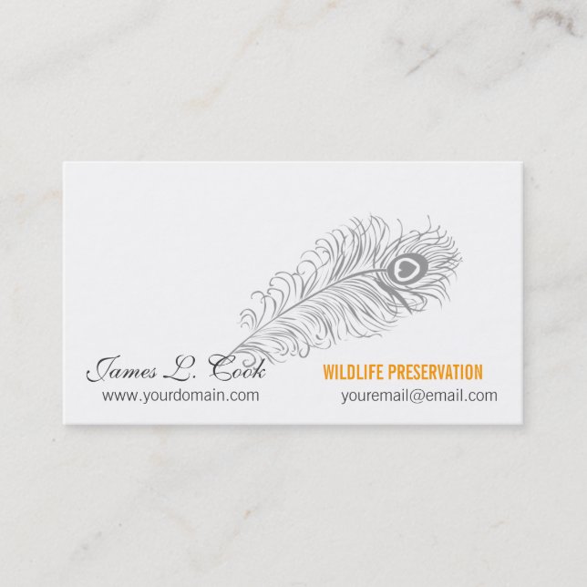 Writing Pen Classic Drawing Peacock Feathers Business Card (Front)