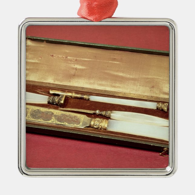 Writing set given to his wife, Eveline Hanska Metal Ornament (Front)