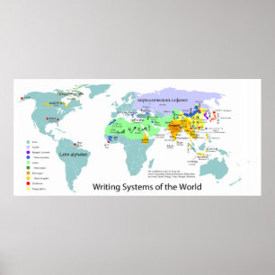 Writing Systems Map of the World Chart