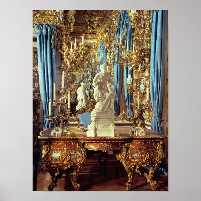 Writing table and statue of Louis XV Poster (Front)