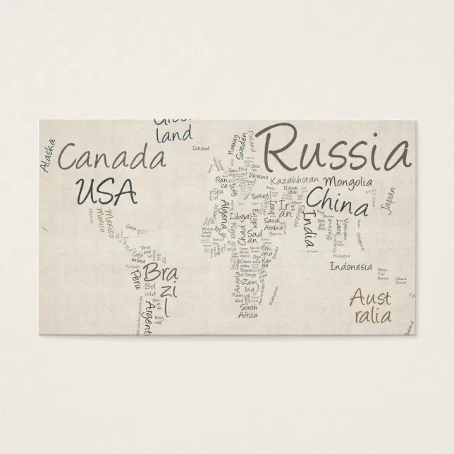 Writing Text Map of the World Map | Zazzle